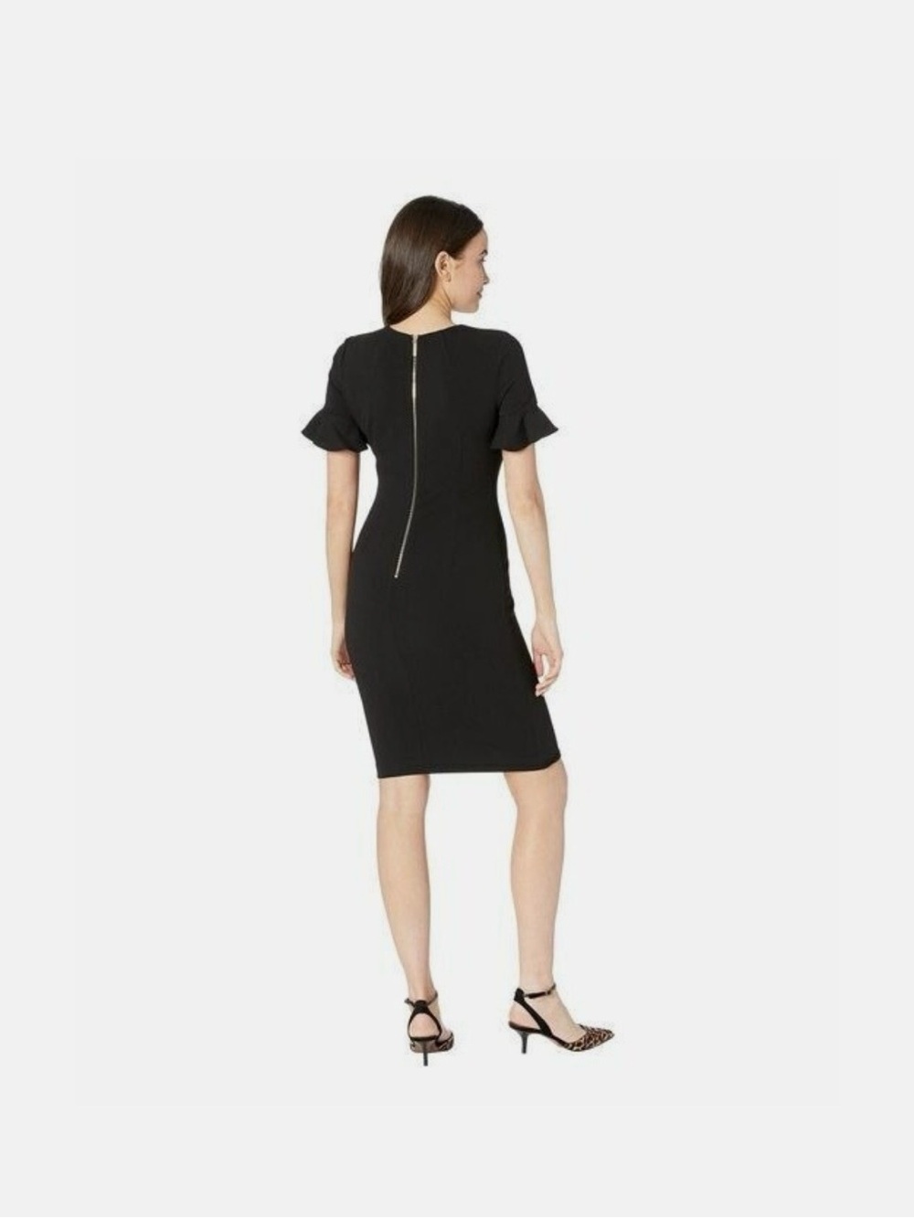 Calvin Klein Black Ruffle-Sleeve Mini Sheath Dress